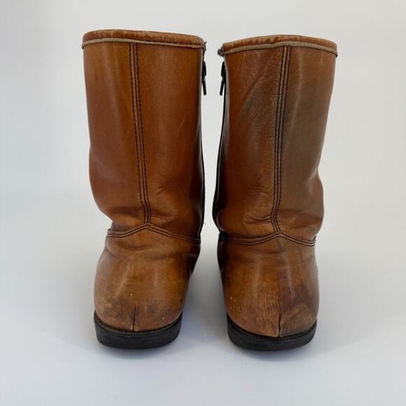 Vtg Field And Stream Boots Mens 9.5 C Insulated Leather USA Made Work Zip Brown - Picture 5 of 12
